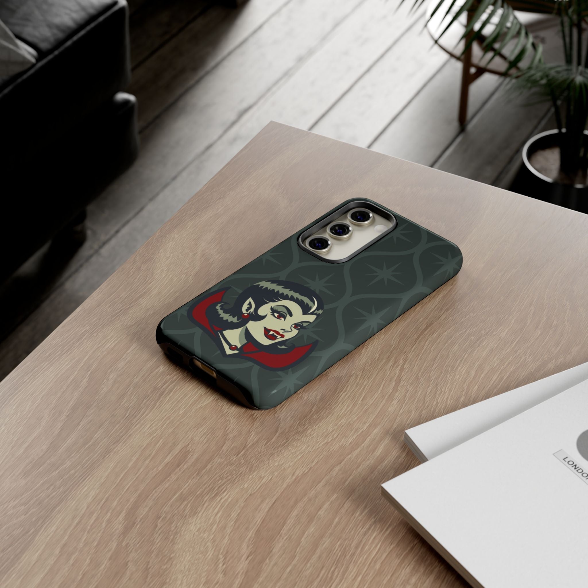 Vampire Dracula Girl Halloween Goth Horror Buff MCM Green Tough Phone Case