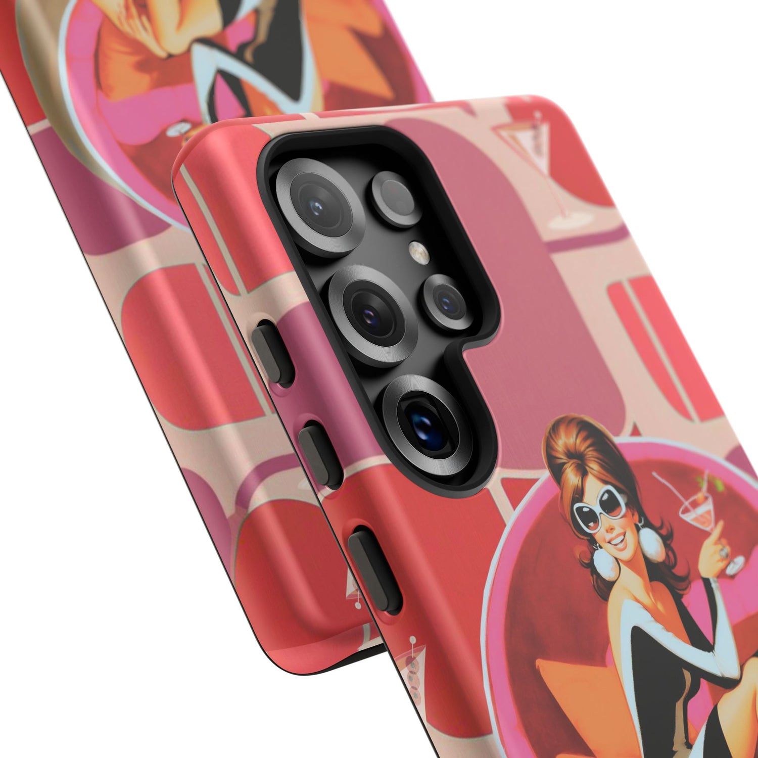 Mid Mod 60s Mod Gal, Kick Back Enjoy, Retro Chic Phone Case with Cocktail Design