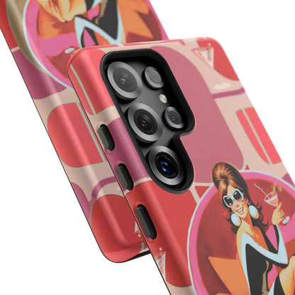 Mid Mod 60s Mod Gal, Kick Back Enjoy, Retro Chic Phone Case with Cocktail Design
