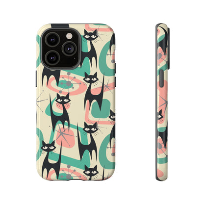 Atomic Cat Mid Century Modern Starburst Retro Kitsch Tough Phone Case - Mid Century Modern Gal