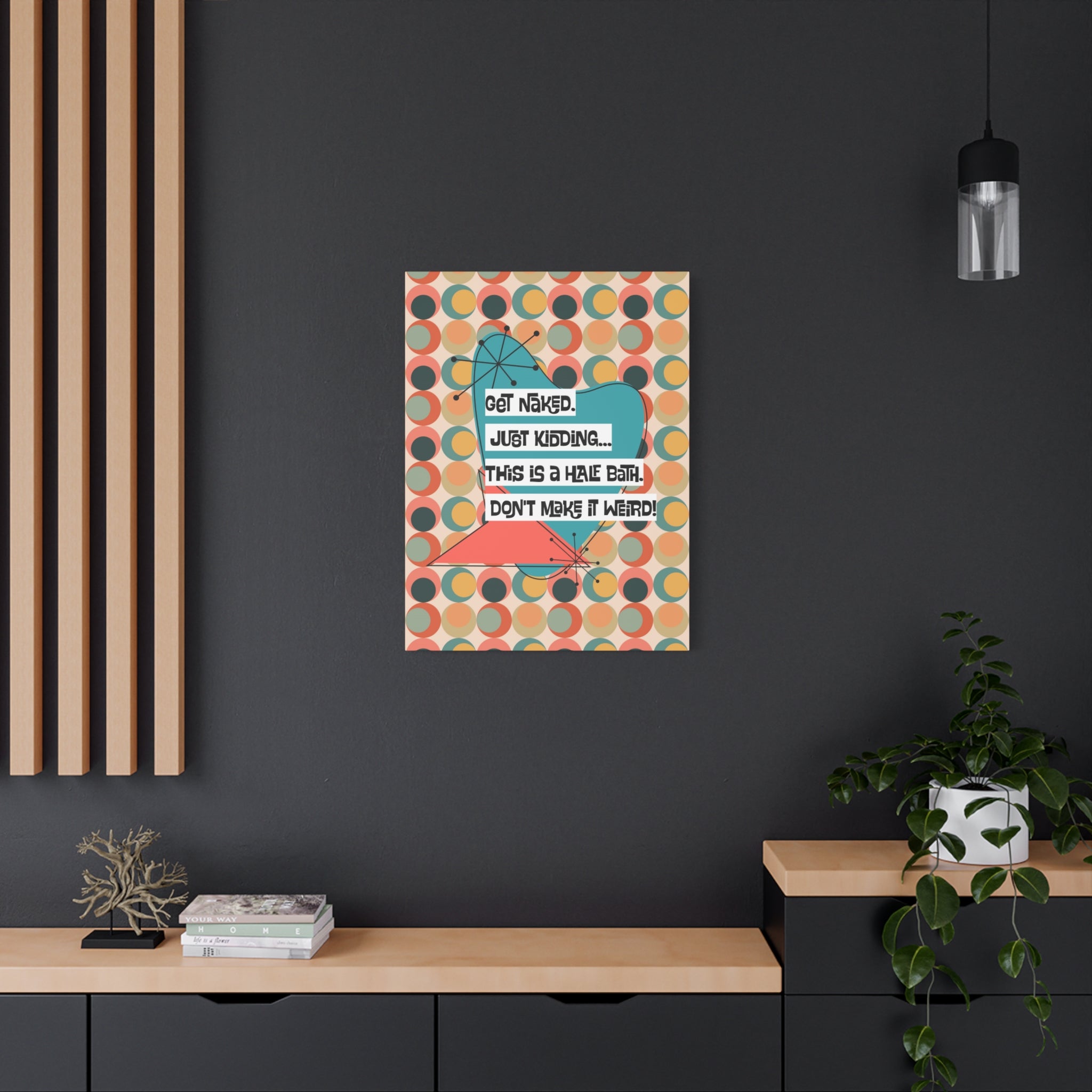 Funny Bathroom Art, Mid Century Modern Kitschy Style, Get Naked, MCM Wall Art - Mid Century Modern Gal