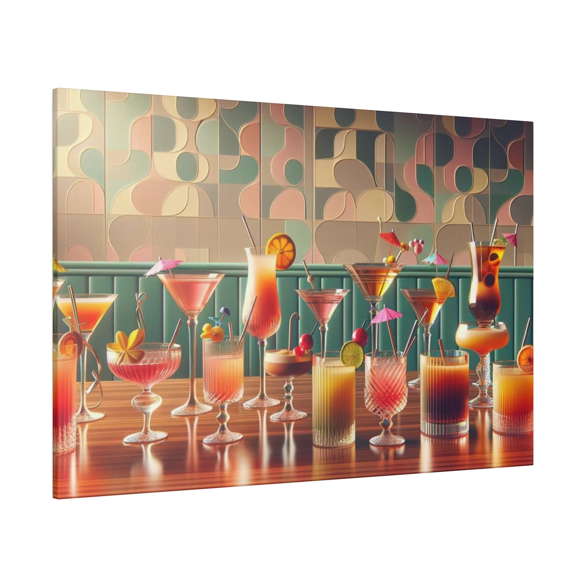 Mid Century Modern Cocktail Bar, Kitschy MCM Home Bar, Canvas Art - Mid Century Modern Gal