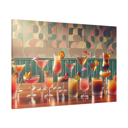 Mid Century Modern Cocktail Bar, Kitschy MCM Home Bar, Canvas Art