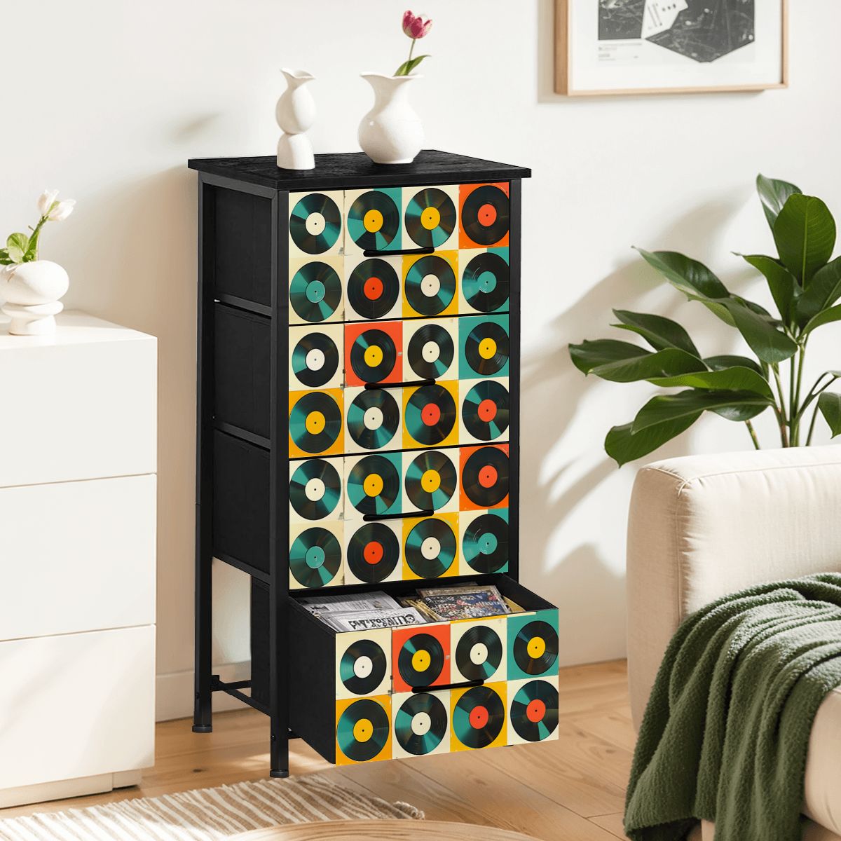 Retro Records, Groovy Mod 4-Drawer Dresser - Mid Century Modern Gal