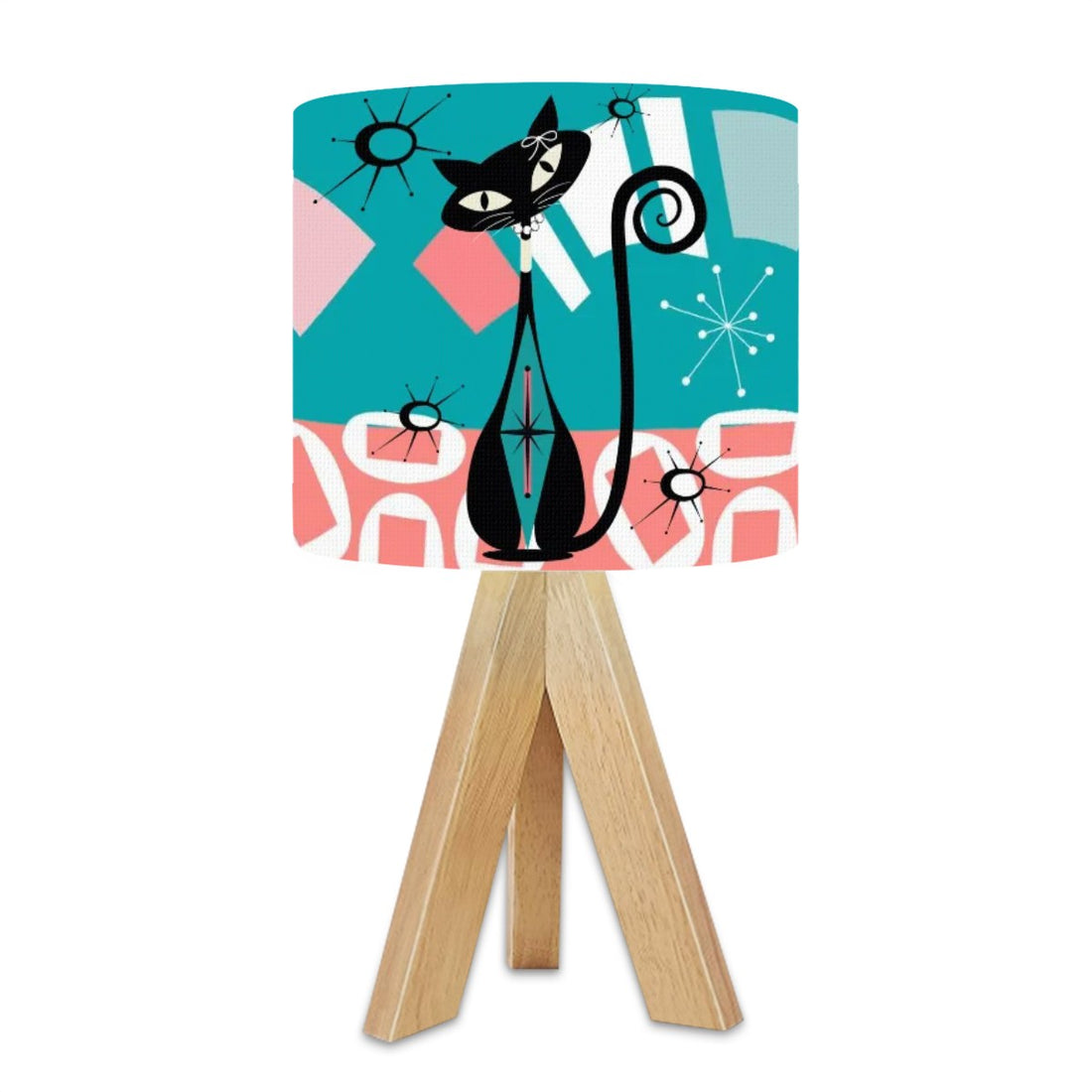 Atomic Cat Mid Century Modern Coral, Aqua MCM Tripod Table Lamp