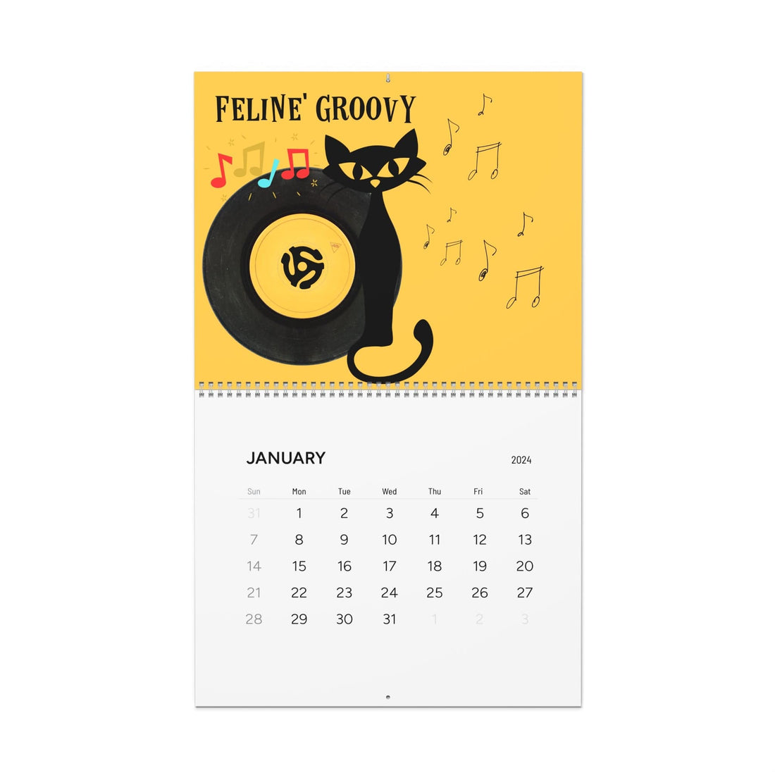 Atomic Cat, Kitschy Mod 2024 Wall Calendar With Atomic Fun Designs Calendar 14&quot; x 11.5&quot; / Glossy