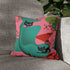 Atomic Cat Pillow Cover, Mid Century Design, Pink, Green, Aqua Kitsch Fun Atomic Era Pillow Case Home Decor 14" × 14"