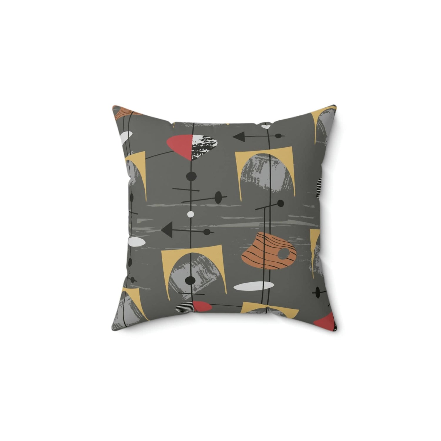 Mid Century Modern, Abstract Charcoal Gray Modern Pillow Case And Insert Home Decor 14&quot; × 14&quot;
