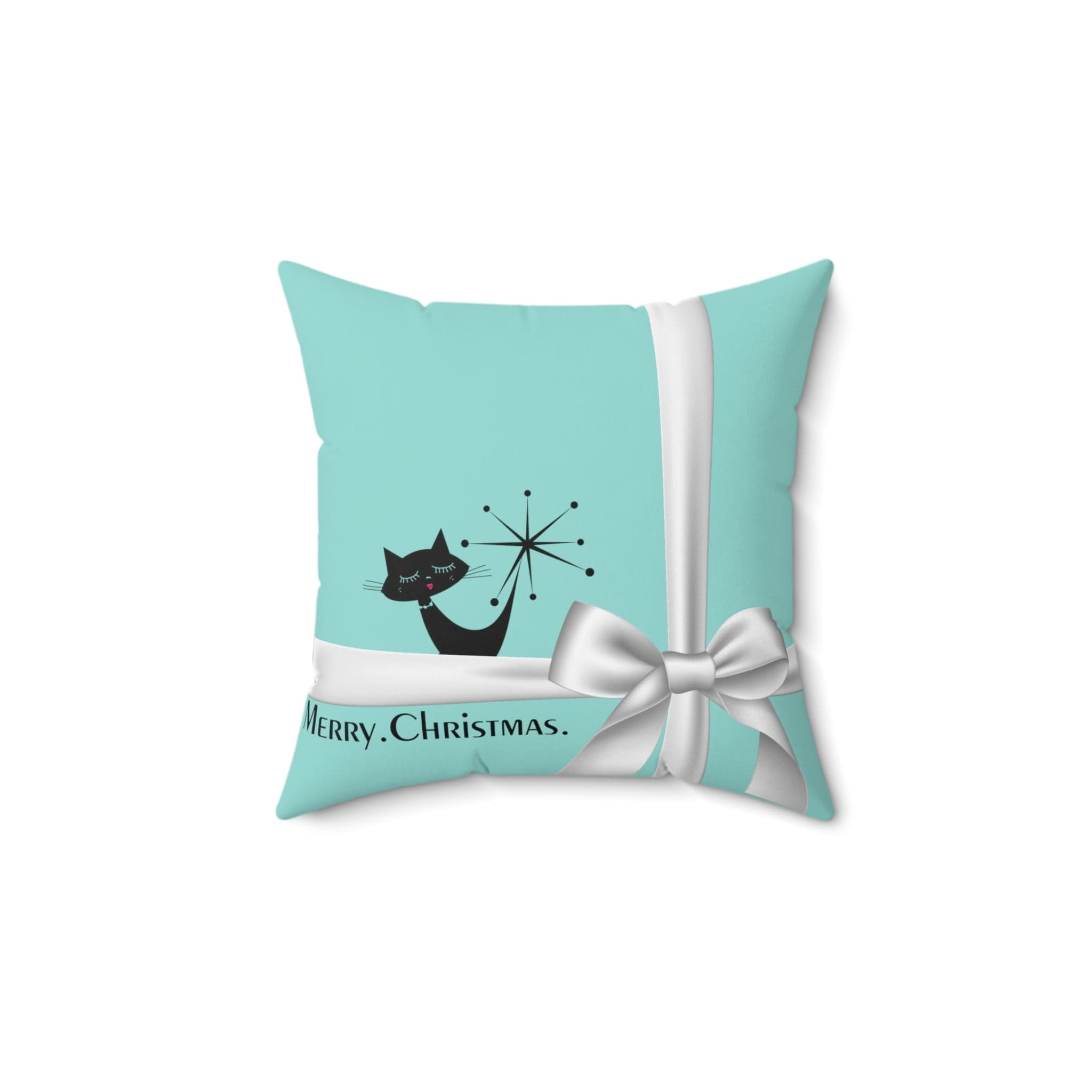 Mid Century Modern Atomic Cat, Christmas Pillow And Insert Home Decor 14&quot; × 14&quot;
