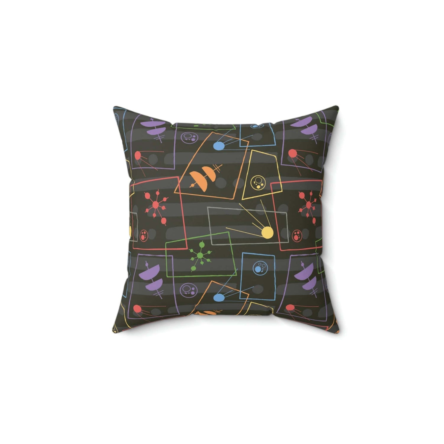 Mid Century Modern Atomic Space, Dark Gray Mid Modernist Pillow And Insert Home Decor 14&quot; × 14&quot;