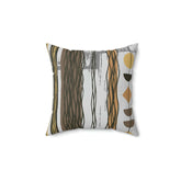 Mid Century Modern, Boho Abstract, Brown, Mustard Yellow, Funky Fun Pillow Case And Insert Home Decor 14" × 14"