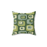 Mid Century Modern, Geometric, Groovy Green, Beige, Abstract, 60s 70s Retro, Mid Mod Pillow Case And Insert Home Decor 14" × 14"