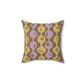 Mid Century Modern Googie Design, Brown, Light Purple, Mustard Yellow Pillow Case And Insert Home Decor 14" × 14"