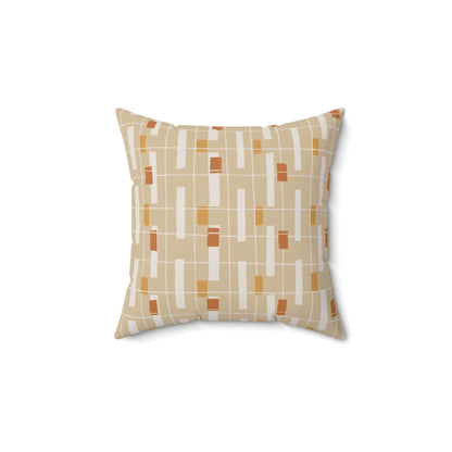 Mid Century Modern Pillow Decor, Bone Beige, Geometric, Rust,Retro Pillow Cover And Insert Home Decor 14&quot; × 14&quot;