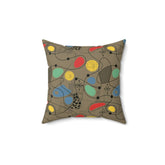 Mid Century Modern Pillow, MCM Home Decor, Sand Brown, Abstract Retro Atomic Starburst Pillow Case And Insert Home Decor 14" × 14"