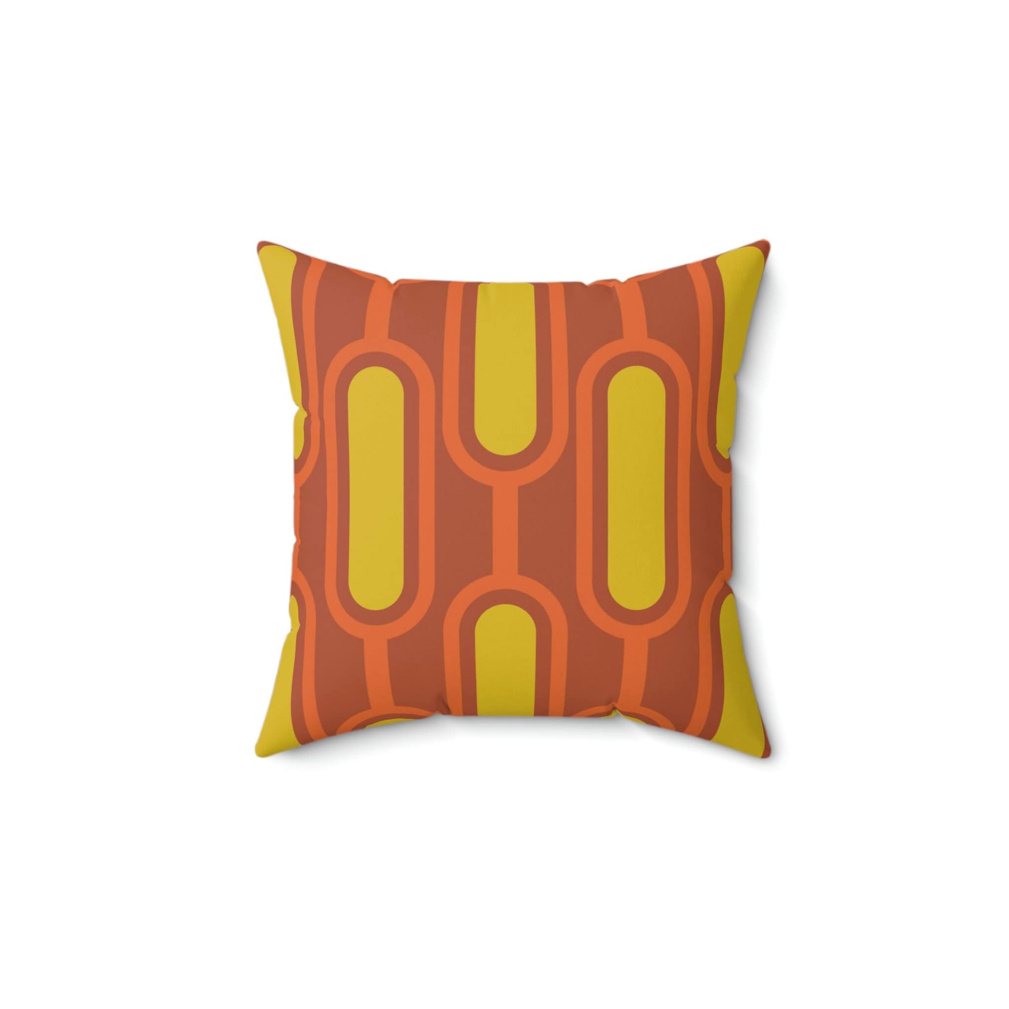 Mod Orange, Mustard Yellow, Groovy Mid Century Modern Pillow Case And Insert Home Decor 14&quot; × 14&quot;