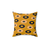 Retro Records, Groovy Mid Century Modern Mustard Yellow Pillow Case And Insert Home Decor 14" × 14"