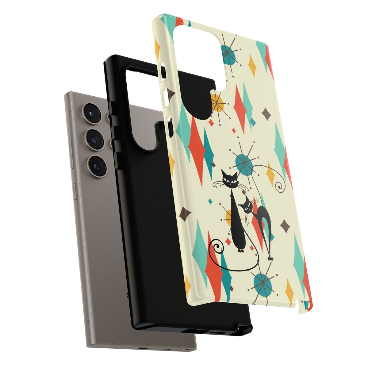 Atomic Kitty Cat, Mid Mod Franciscan Pattern, Kitsch Tough Phone Cases
