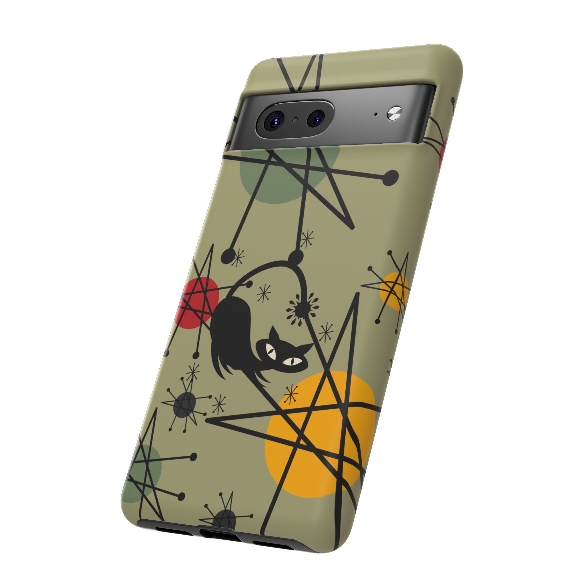 Mid Century Modern Atomic Cat, Retro Chic Groovy Mod Samsung, Smart Phone Tough Cases