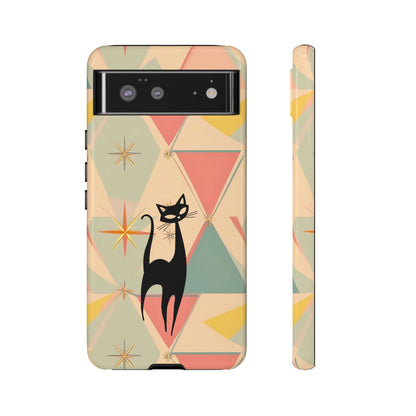 Atomic Cat Mid Mod Retro Cat Phone Case | Tough Cases with Vintage Vibe | Ideal for Cat Lovers