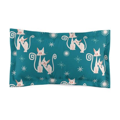 Atomic Kittie Teal Blue MCM Pillow Sham