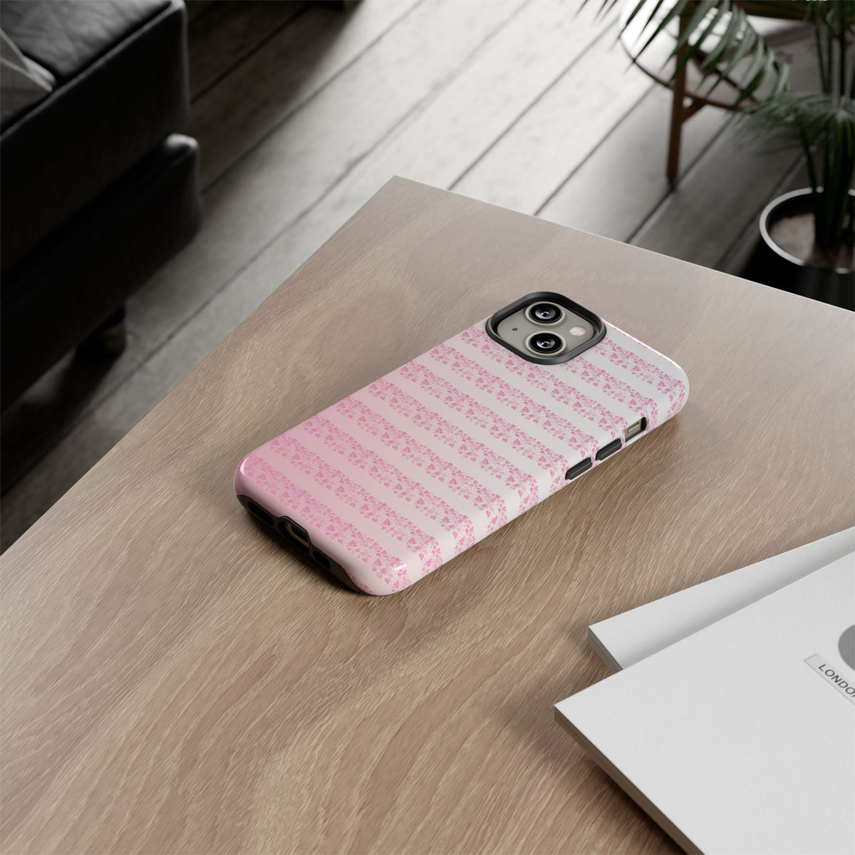 Pink Pyrex Gooseberry Striped Phone Case, Stylish Phone Cover, Tough Protective Case, Cute Cell Phone Case, Trending Gift for Her