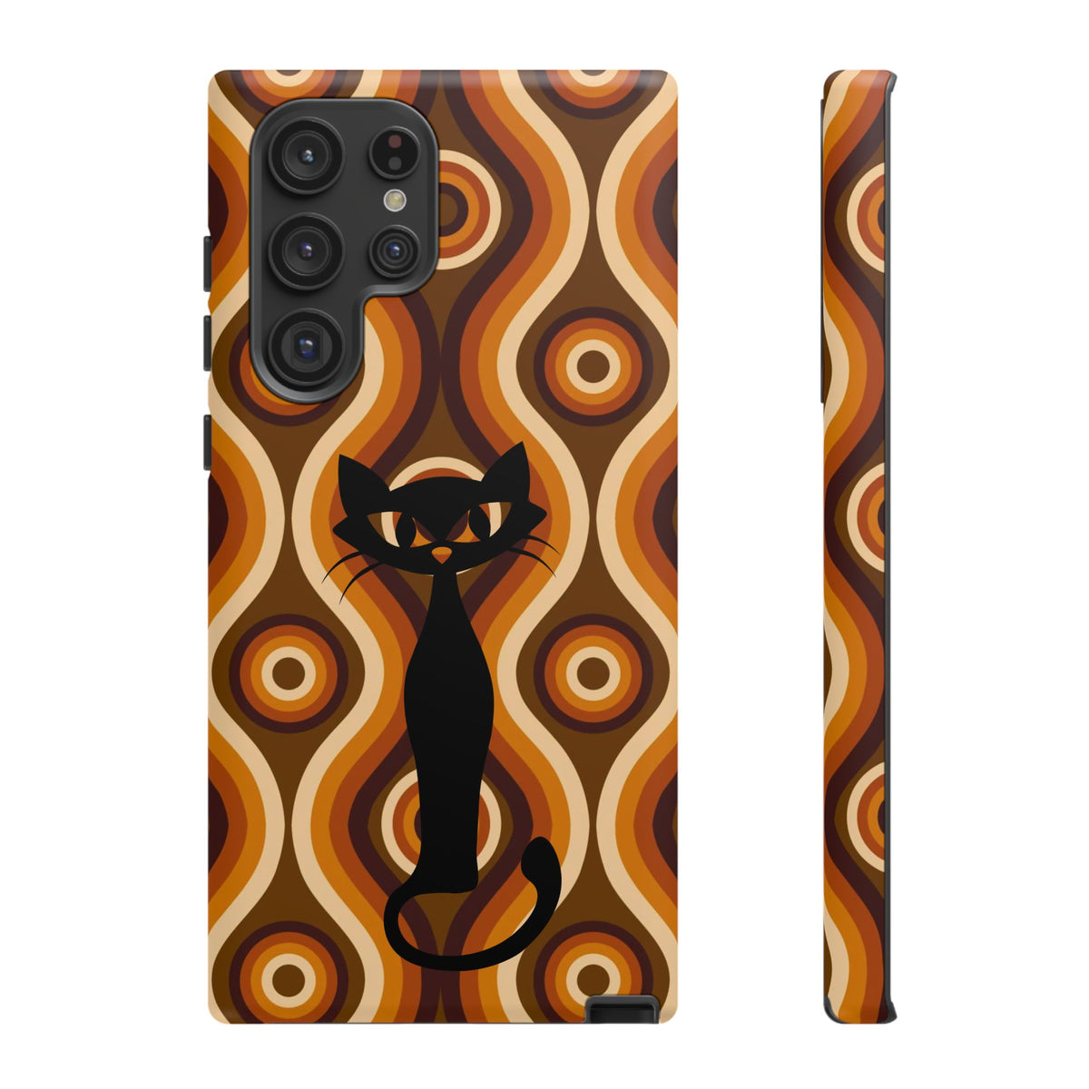 Retro Phone Case, Groovy Brown, Atomic Kitsch Cat Tough Smart Phone Cases - Mid Century Modern Gal