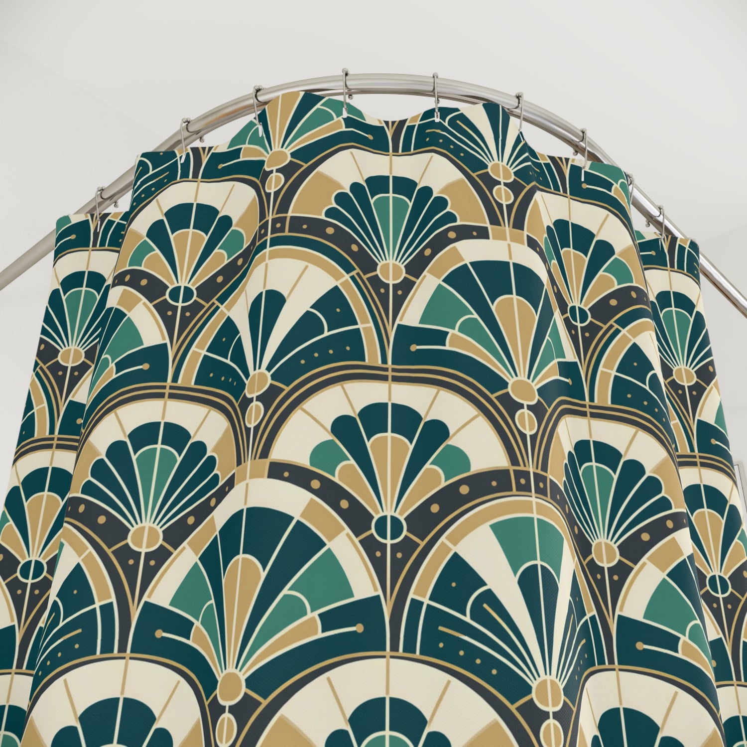 Art Deco Peacock Inspired Shower Curtain - Mid Century Modern Gal