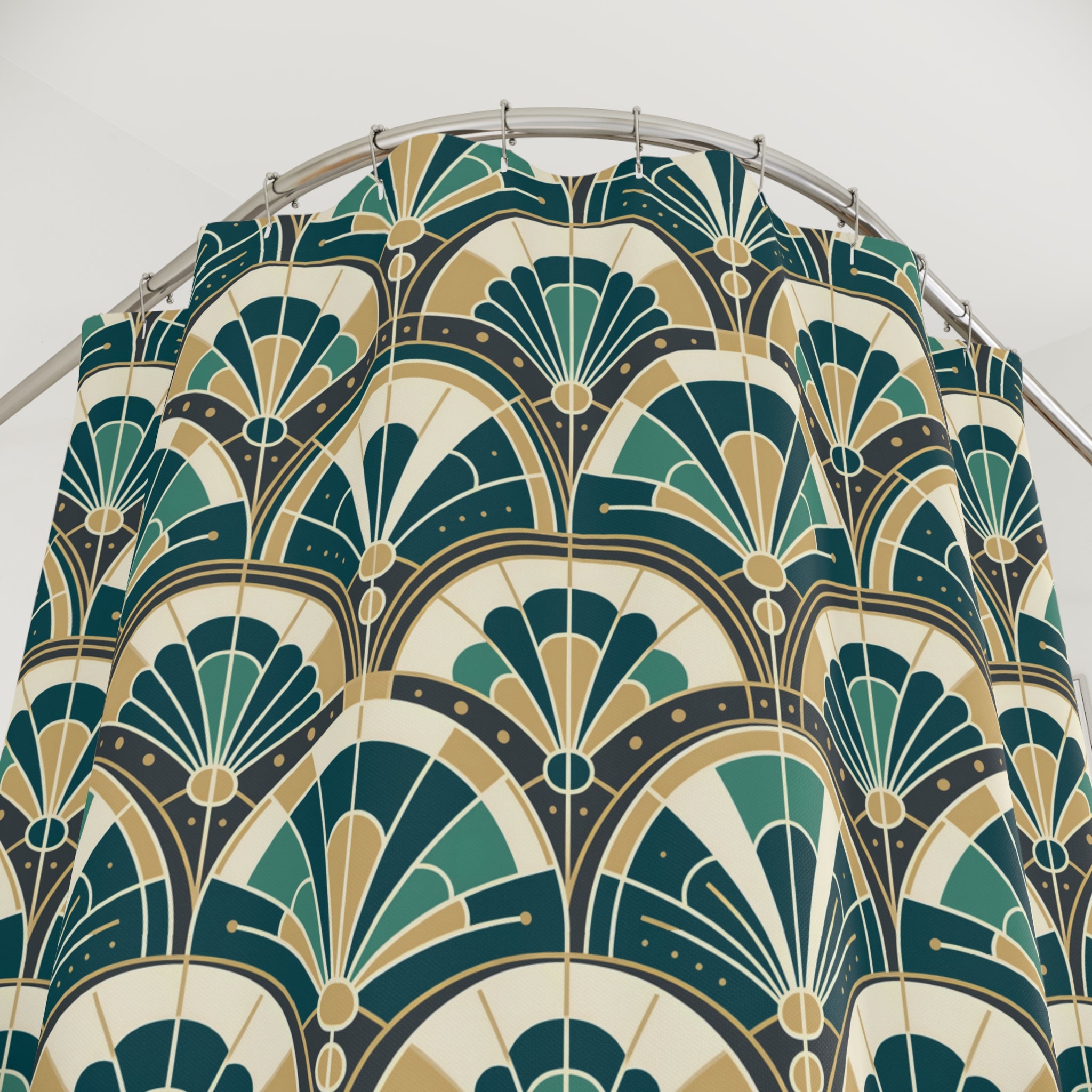 Art Deco Peacock Inspired Shower Curtain - Mid Century Modern Gal