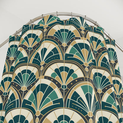 Art Deco Peacock Inspired Shower Curtain - Mid Century Modern Gal