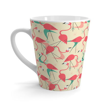 Retro Flamingo, Kitschy Mid Mod Palm Springs California Tropical Flamingo Latte Mug - Fun Summer Vibes for Coffee Lovers - Mid Century Modern Gal