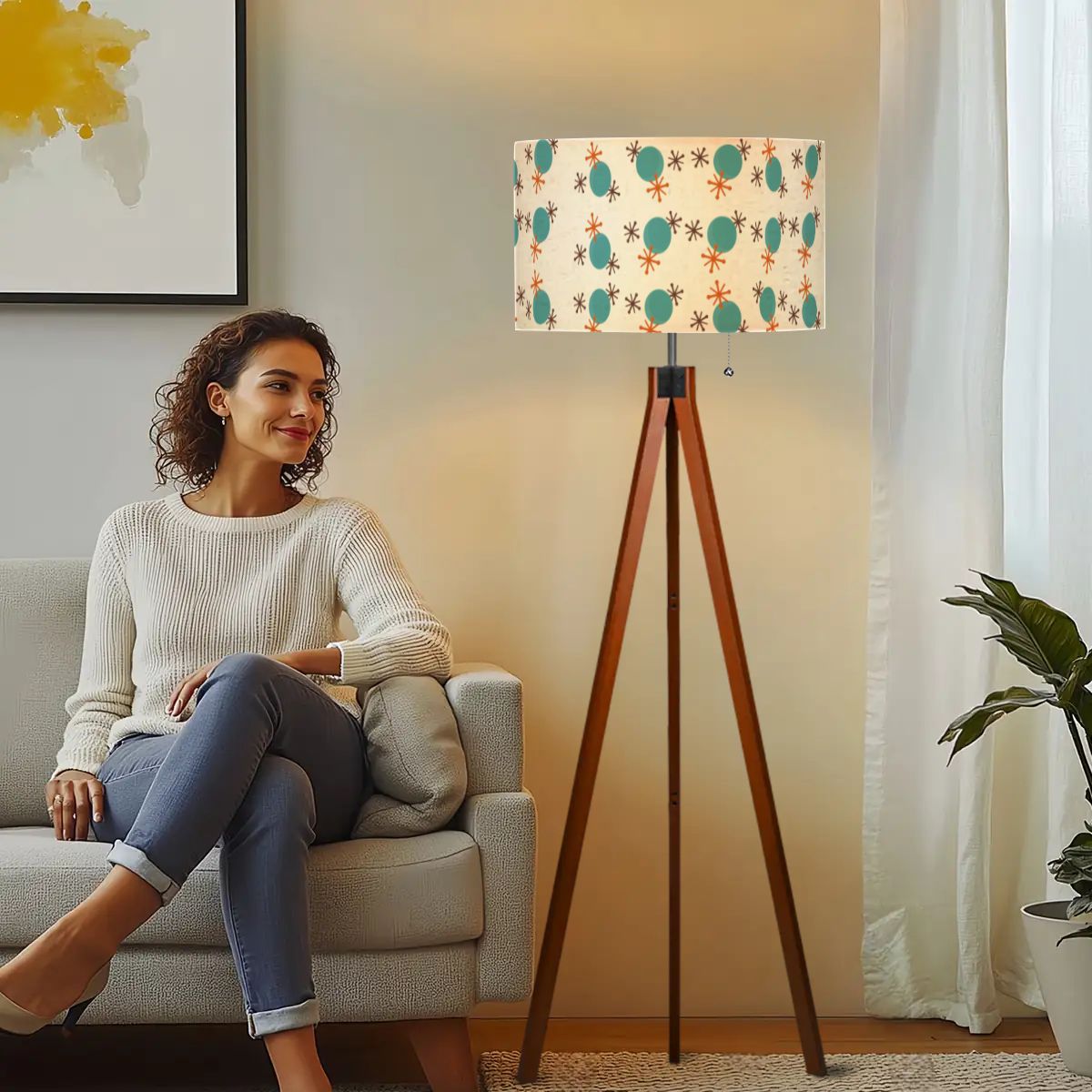 Mid Century Modern Retro Jacks, Kitschy Mod Tripod Floor Lamp - Mid Century Modern Gal