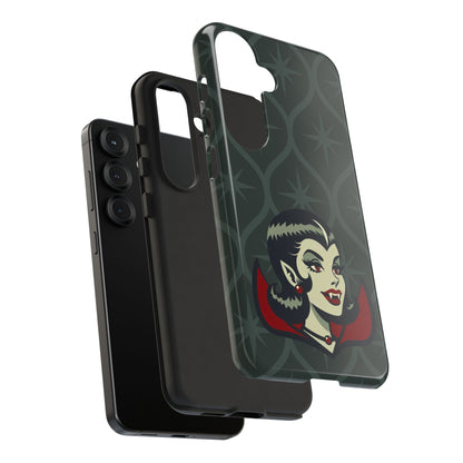 Vampire Dracula Girl Halloween Goth Horror Buff MCM Green Tough Phone Case