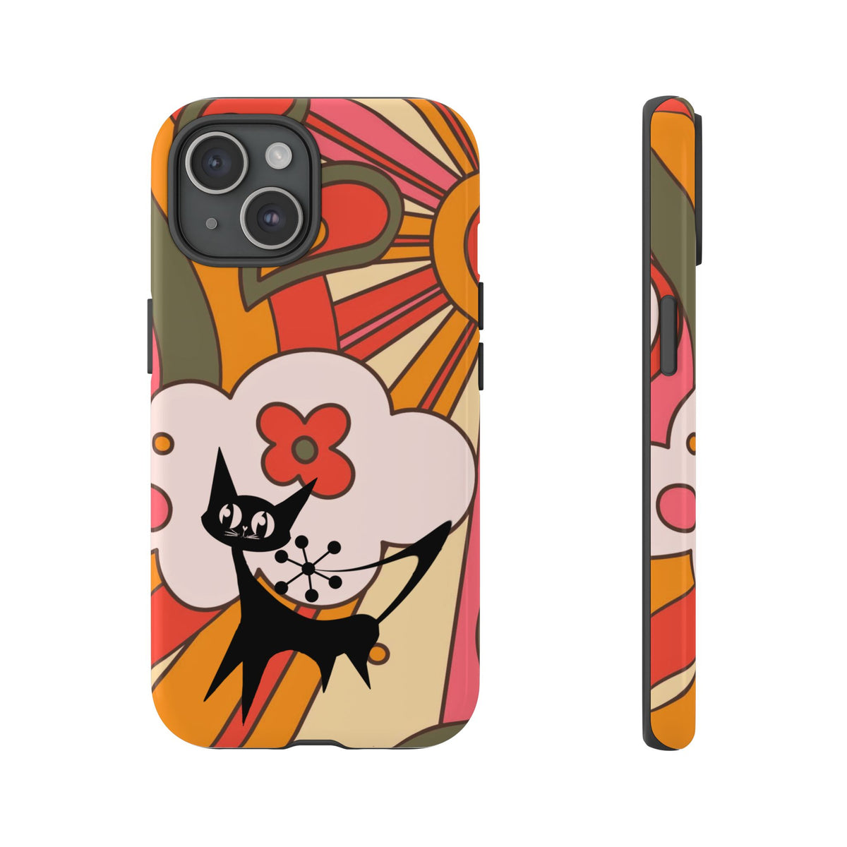 Atomic Cat, Retro Sunburst, Groovy Mod Smart Phone Tough Phone Cases