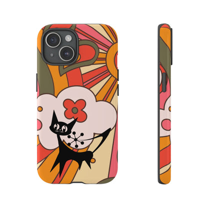 Atomic Cat, Retro Sunburst, Groovy Mod Smart Phone Tough Phone Cases