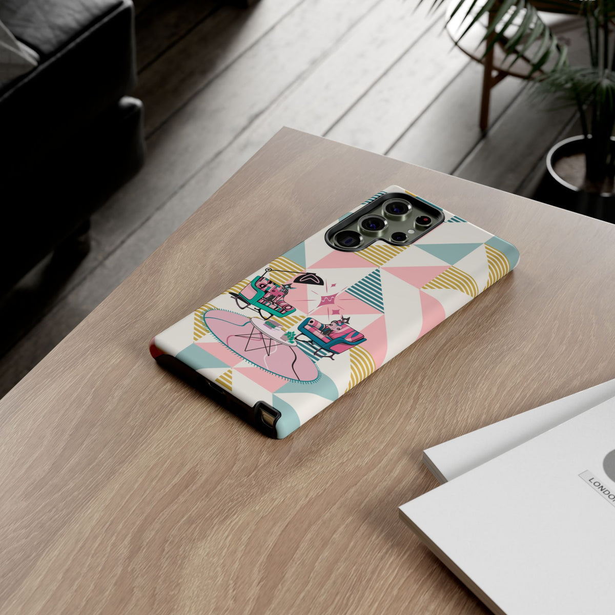 Atomic Cats Reading, Book Talk, Book Lover, Retro Chic Phone Case with Retro Vibe - Cozy Living Room Design