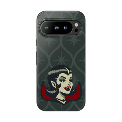 Vampire Dracula Girl Halloween Goth Horror Buff MCM Green Tough Phone Case