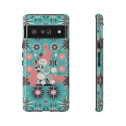 1950s Mid Century Modern Atomic Pink, Poodle Retro Smart Phone Tough Cases
