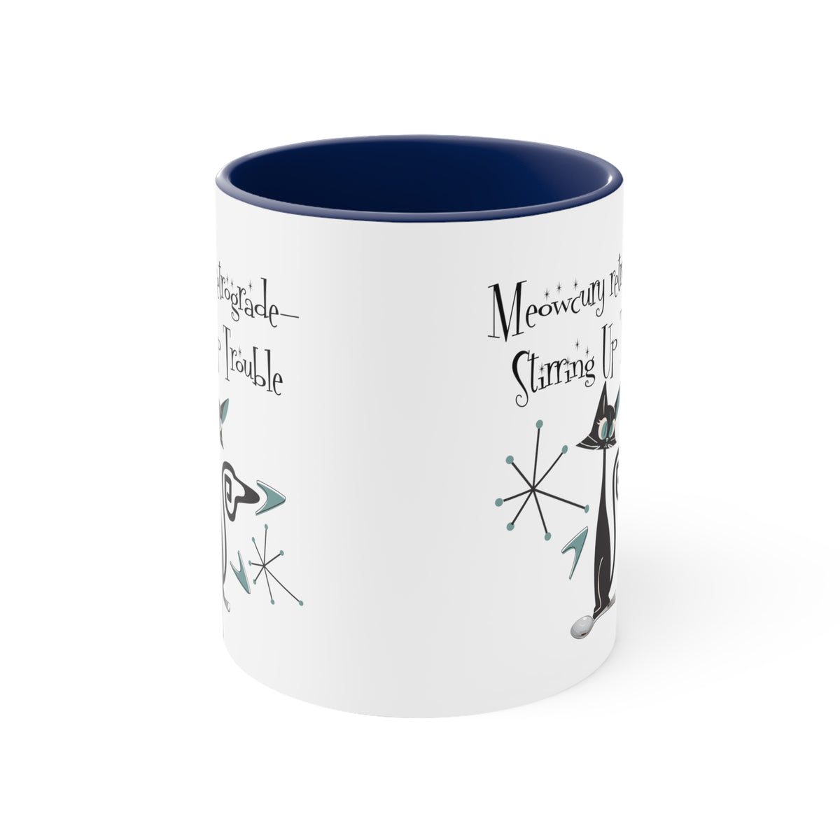 Atomic Kitty Cat, Mid Century Modern Drinkware, Funny, Kitschy Style, Cat Lover, Coffee Lover Mug Gifts - Mid Century Modern Gal