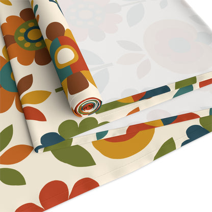 Mid Century Modern Scandinavian Floral Earth Tones Table Runner - Mid Century Modern Gal