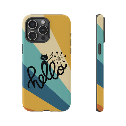 Atomic Groovy Cat, Retro, Kitschy, Hello Starburst, Mid Mod Smart Phone Tough Phone Cases