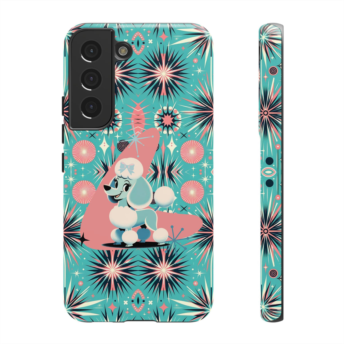 1950s Mid Century Modern Atomic Pink, Poodle Retro Smart Phone Tough Cases