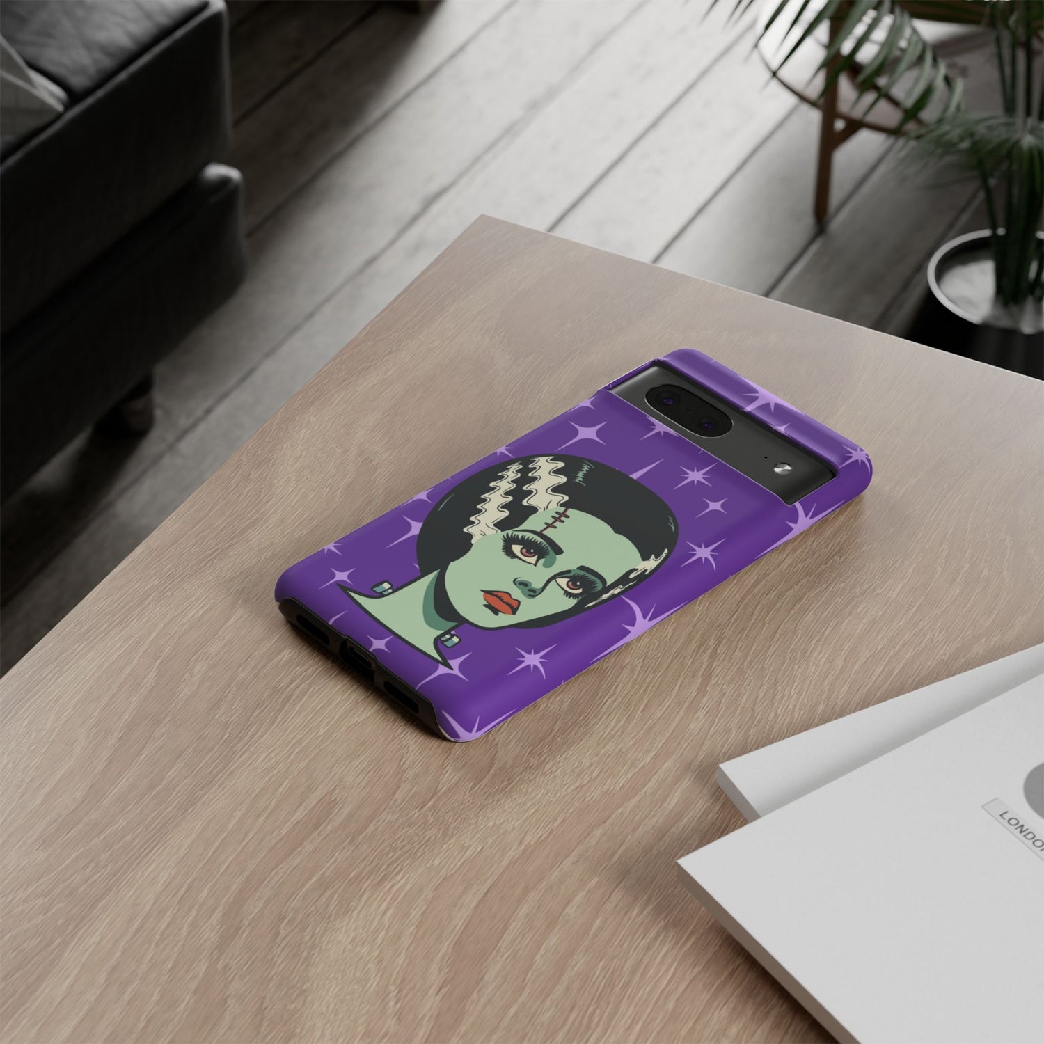 Bride of Frankenstein Retro Mid Mod Horror Buff Purple Halloween Tough Phone Case