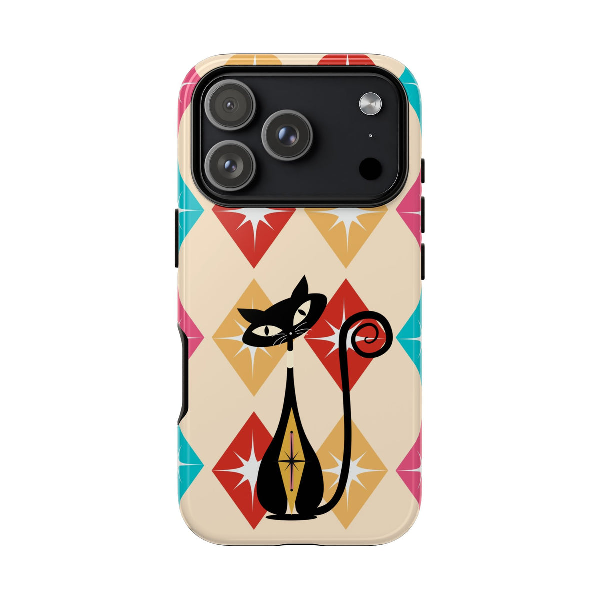 Mid Century Modern Atomic Cat, Atomic 50s Diamonds Retro Phone Tough Cases