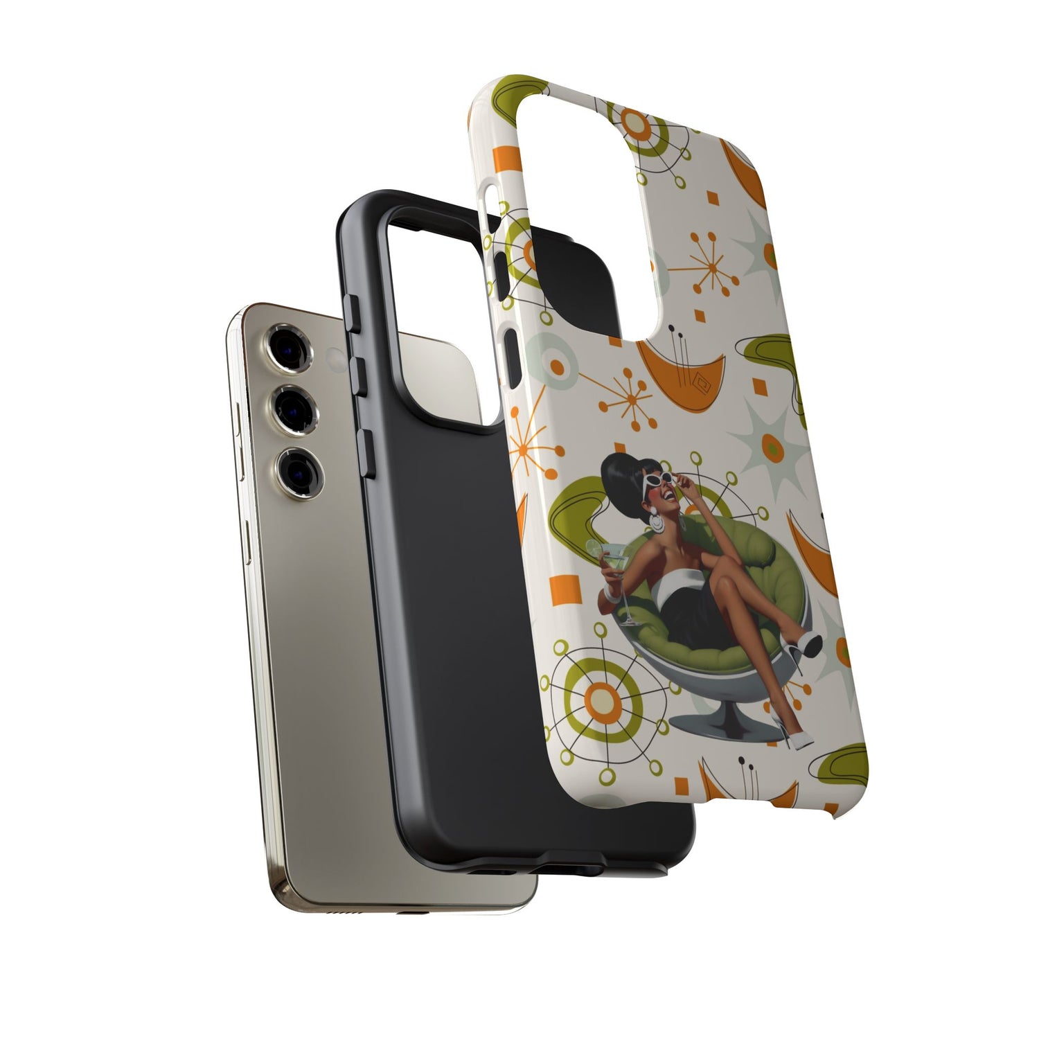 Mid Century Modern Atomic Starburst Mid Mod 60s Gal Retro Chic Tough Phone Case with Vintage Glamour Design