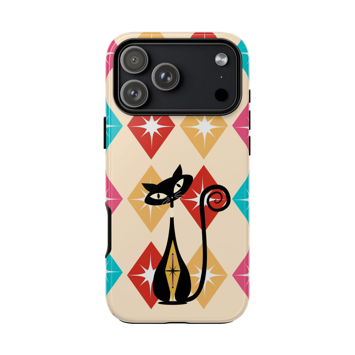 Mid Century Modern Atomic Cat, Atomic 50s Diamonds Retro Phone Tough Cases