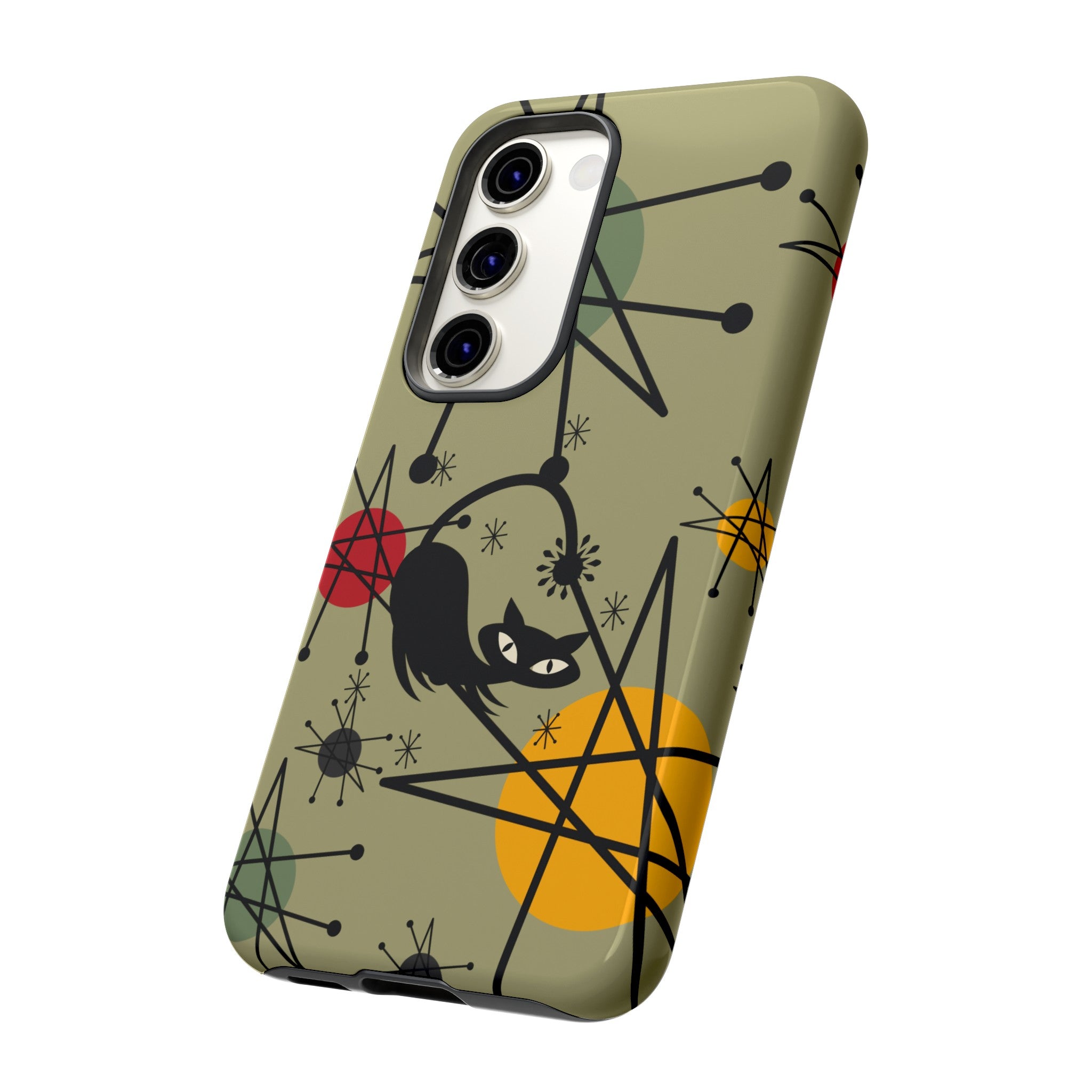 Mid Century Modern Atomic Cat, Retro Chic Groovy Mod Samsung, Smart Phone Tough Cases