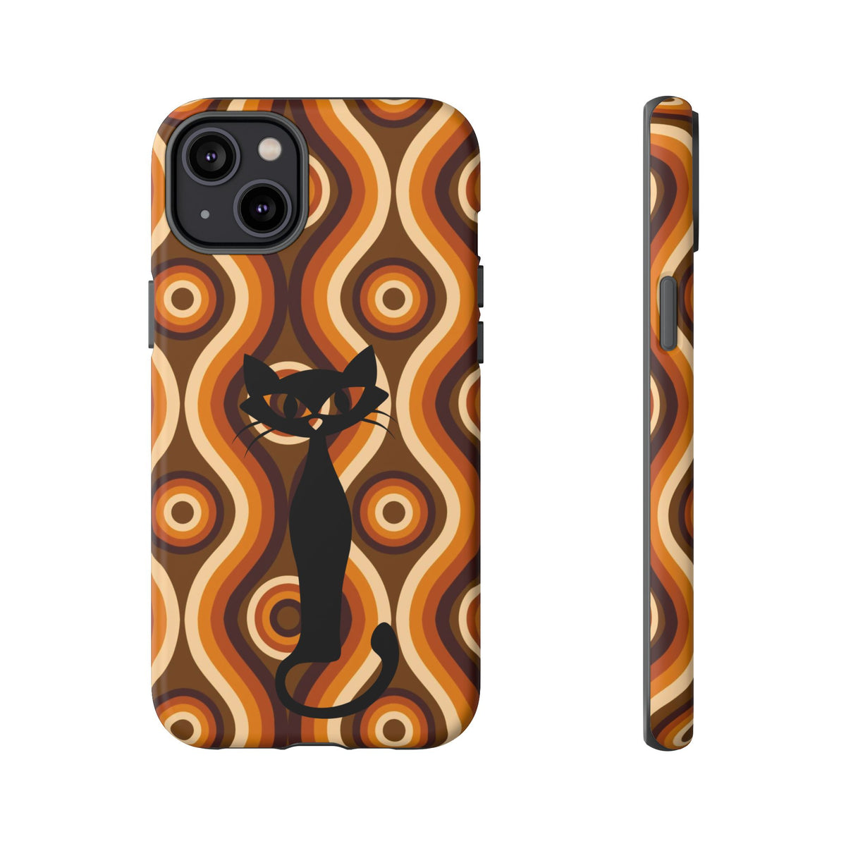 Retro Phone Case, Groovy Brown, Atomic Kitsch Cat Tough Smart Phone Cases
