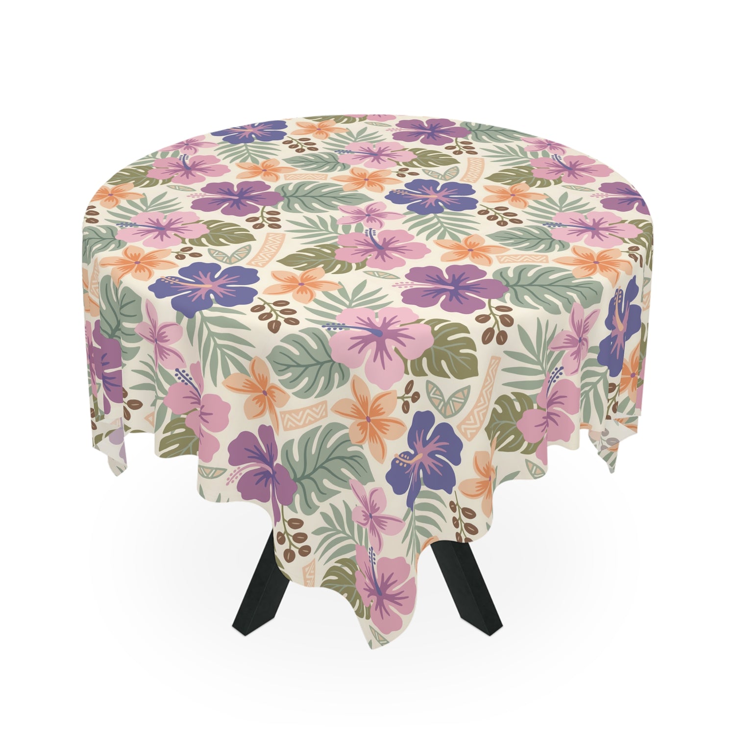 Retro Tropical Tiki Summer, Hawaiian Hibiscus Purple Tablecloth - Mid Century Modern Gal