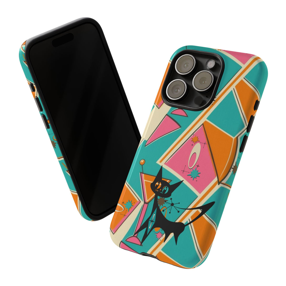 Atomic Cat Mid Mod Retro Cat Phone Case - Tough Cases for Stylish Cat Lovers